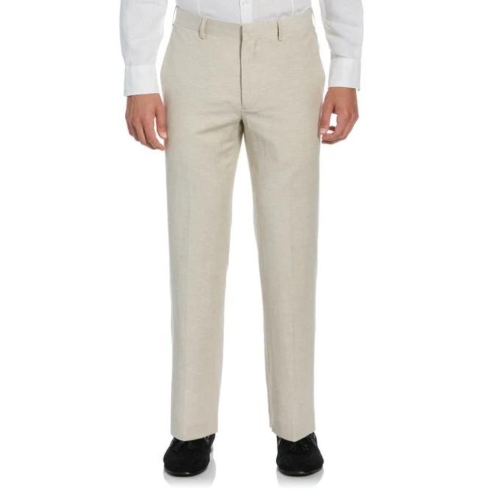 NWT Cubavera Men's Linen Blend Khaki Flant Front Pants